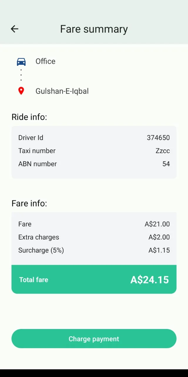 TaxiPay - app screen 2