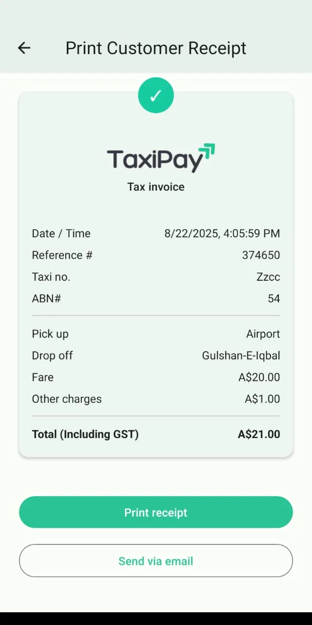 TaxiPay - app screen 4
