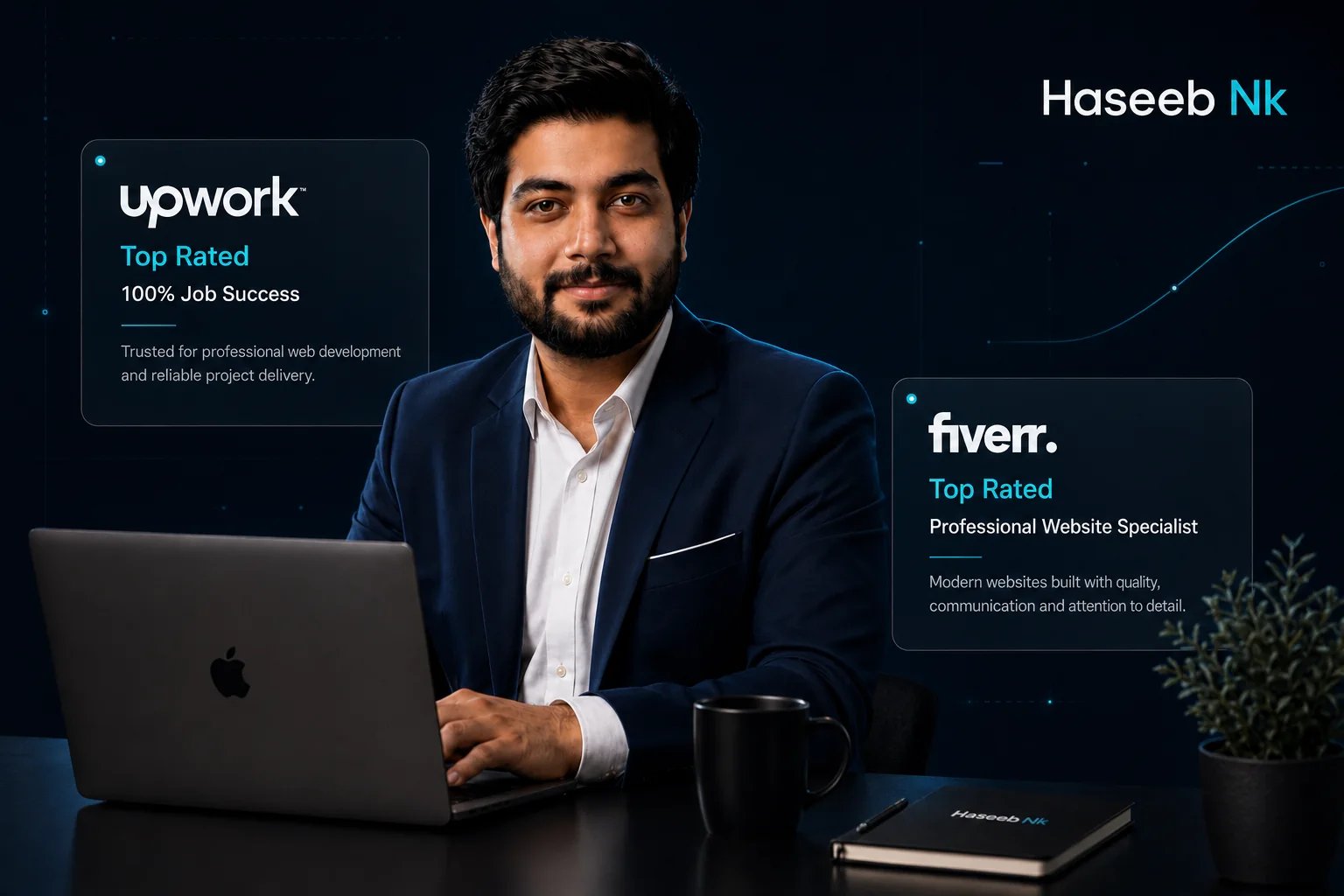 Wide Fiverr and Upwork achievement image for Haseeb Nk