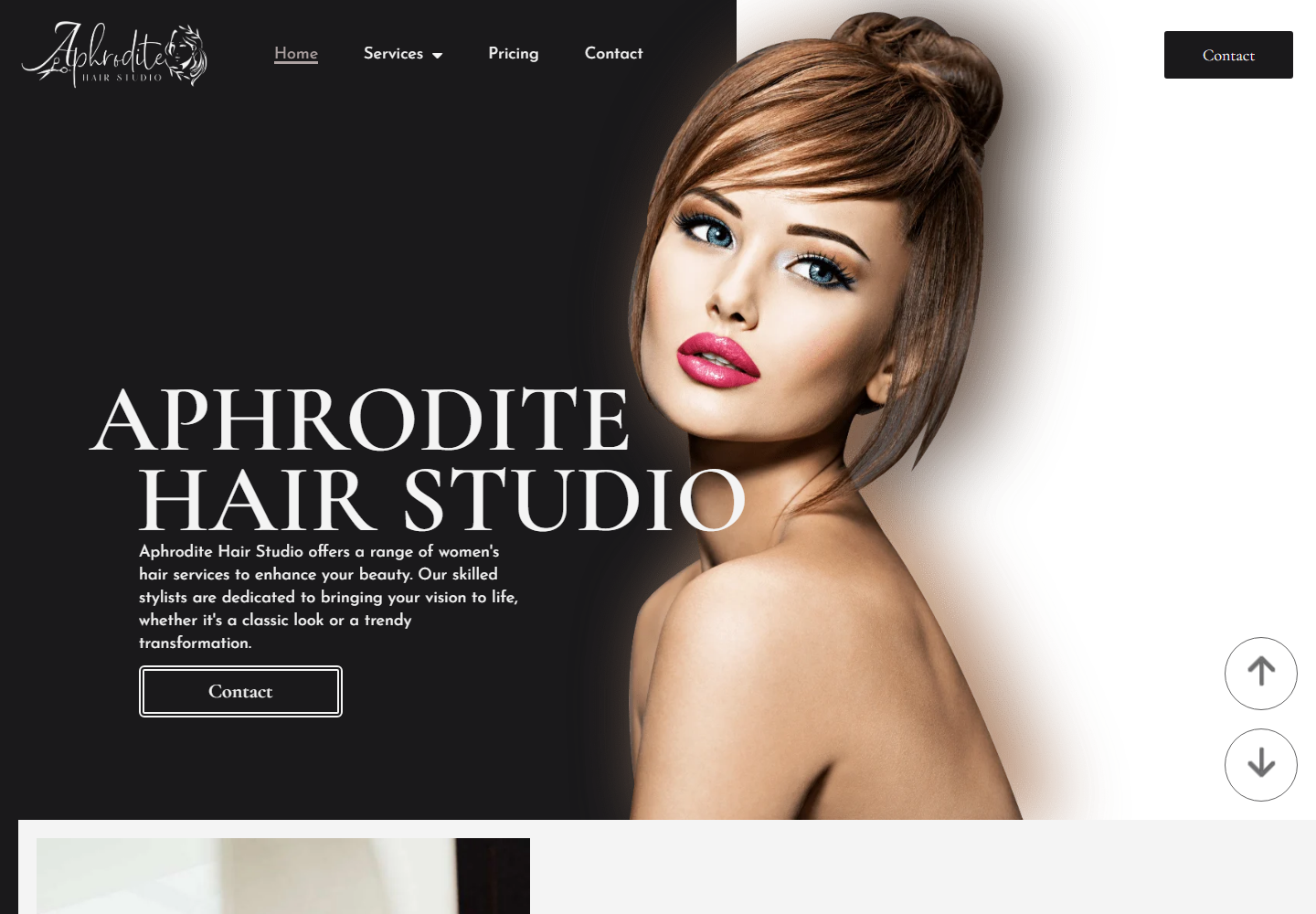 Aphrodite Hair Studio website preview