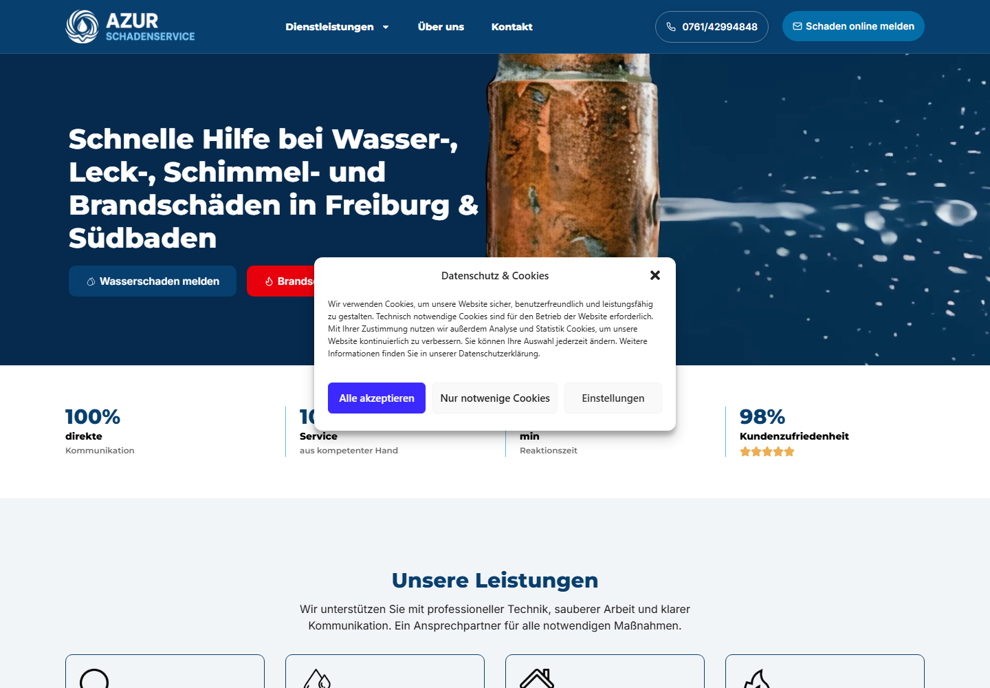 Azur Schadenservice website preview