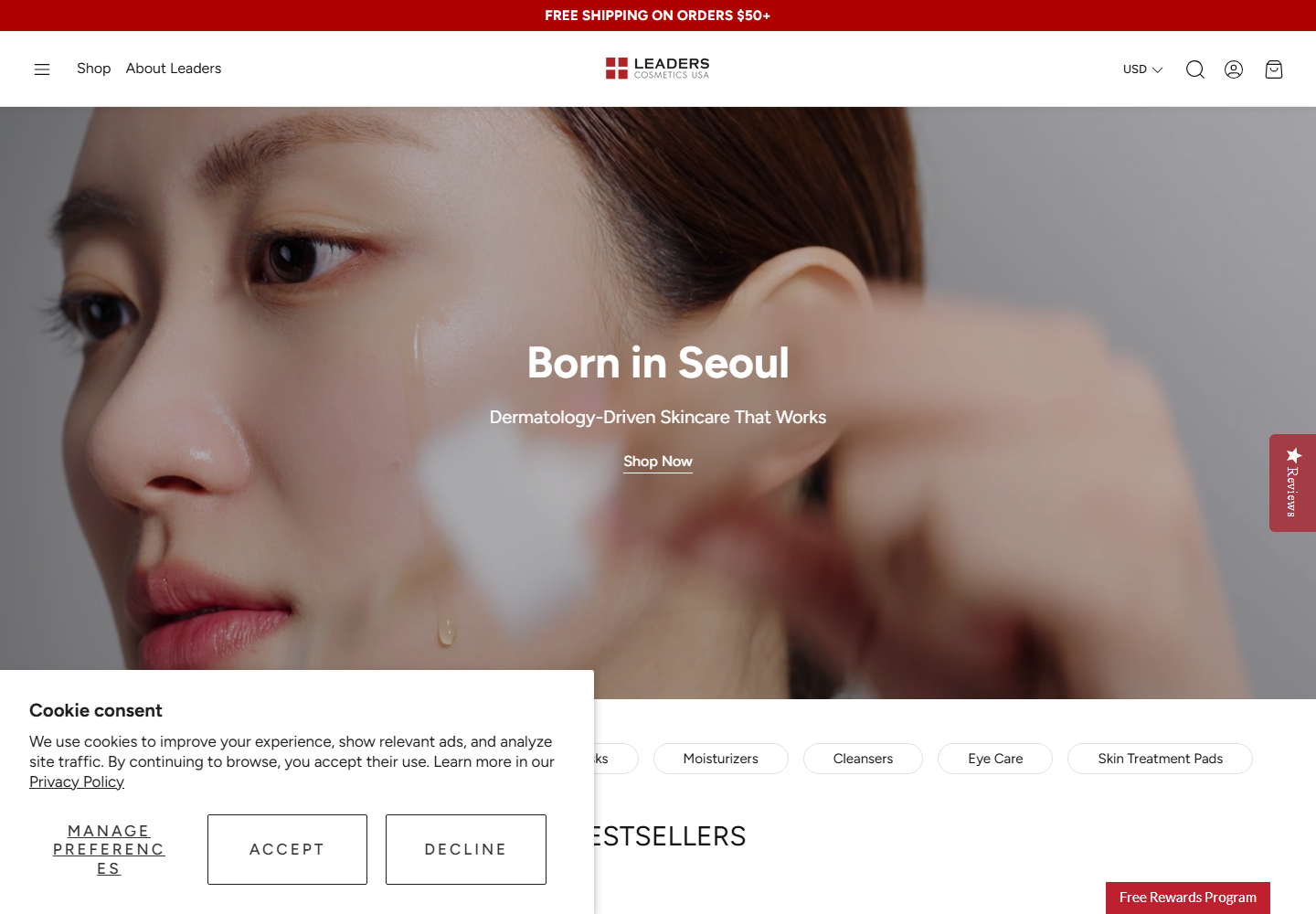 Leaderscosmeticsusa website preview