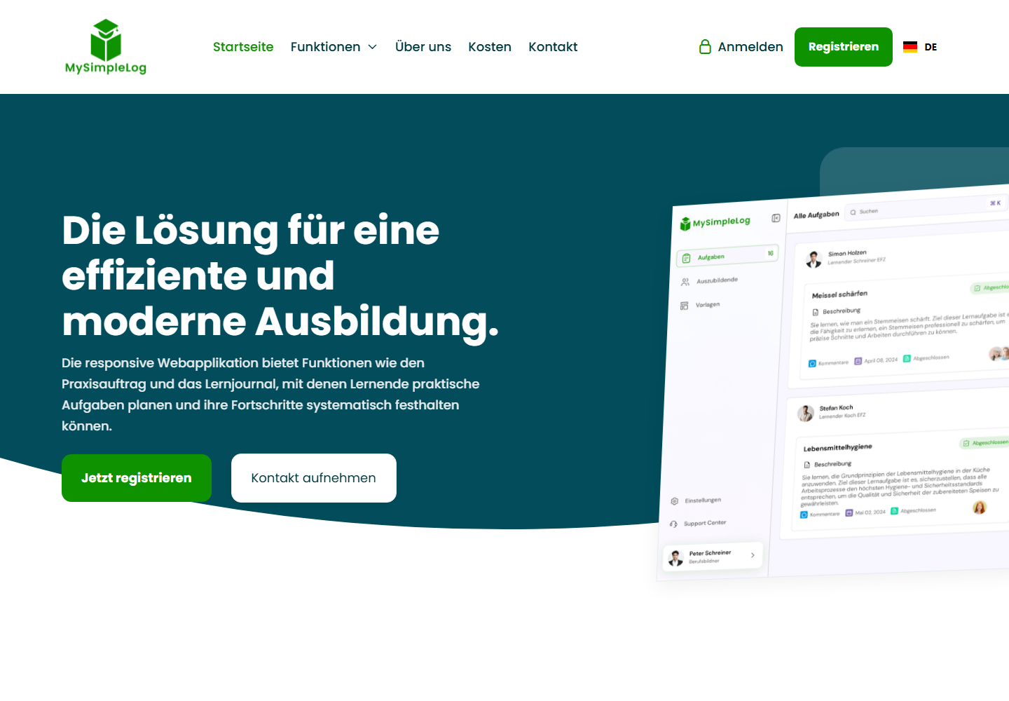 Mysimplelog website preview