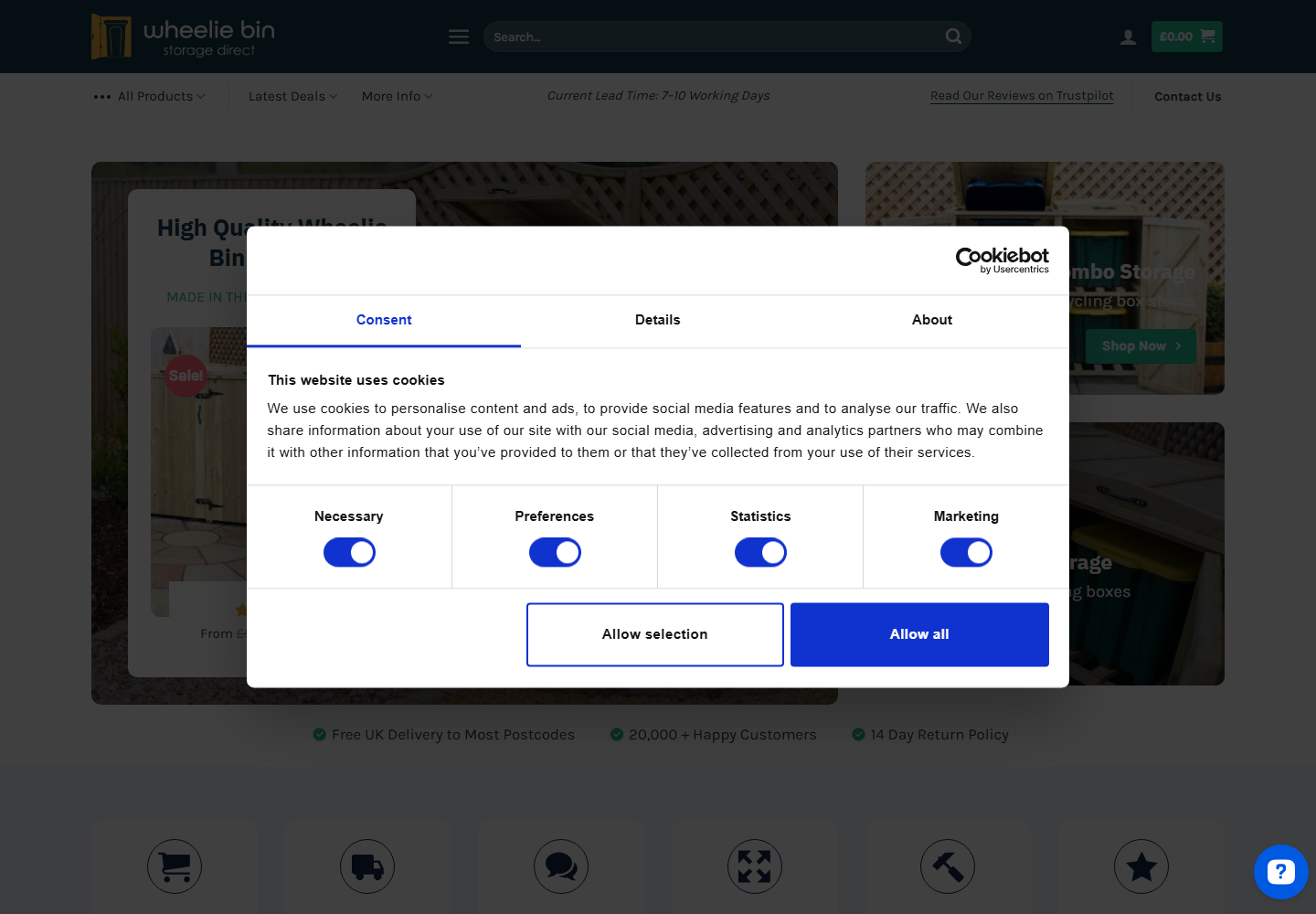 Wheeliebinstoragedirect website preview