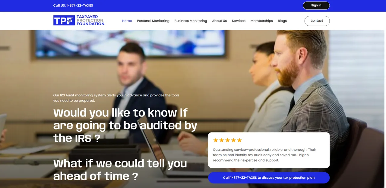 Taxpayer Protection Foundation website preview